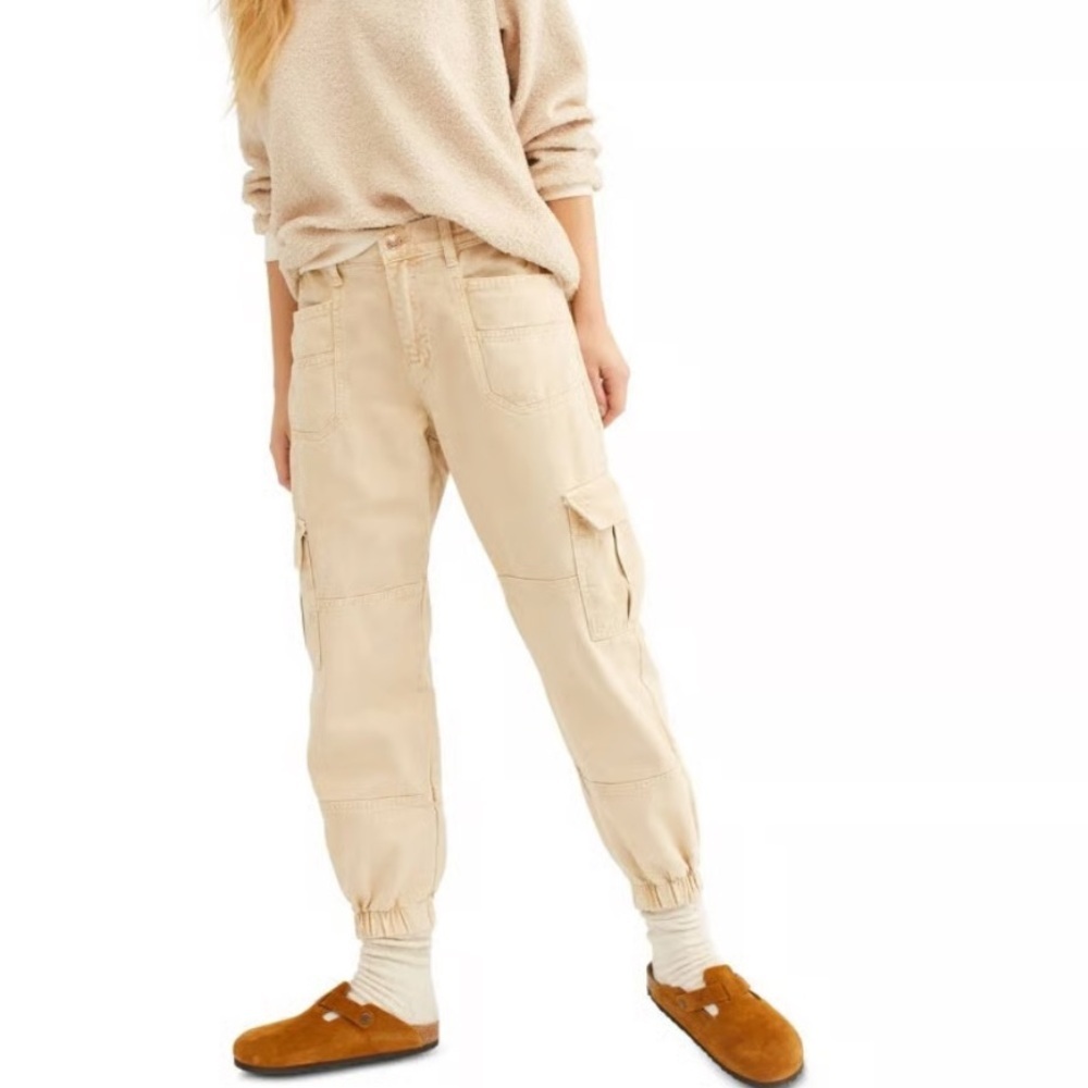 Free People We The Free Platoon Cargo Denim Jean Jogger XS - Picture 1 of 10